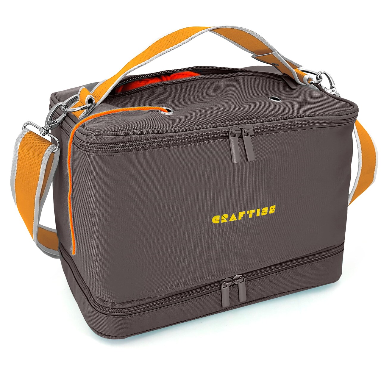 CRAFTISS Crochet Bag Yarn Storage - Christmas Gift - Durable Canvas Yarn Bag for Crochet Accessories - Organizer with Built-in Knitting Accessories Case